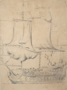 Retrato de um inglês de terceira categoria, c.1685 (grafite, lavagem cinzenta) de Willem van de the Elder Velde