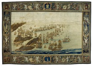 A tapeçaria de Mortlake (distrito de Londres, Inglaterra) retrata o incêndio do "Royal James" durante a batalha de Solebay, a 28 de maio