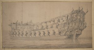 O "York", c.1674 (grafite, lavagem a cinzento) de Willem van de the Elder Velde