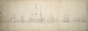 Véspera da batalha de Lowestoft, 2-12 de junho de 1665 de Willem van de the Elder Velde