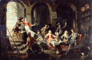 Empresa Elegante Merrymaking in an Interior with Servants in Attendance