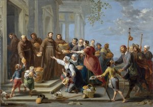 Santo Antônio de Pádua distribuindo pão - Pintura de Willem van Herp l