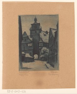 Vista do Weisserturm, em Rothenburg ob der Tauber Rothenburg o. T. Weisserturm (título no objeto) de Willi Foerster (signed by artist)