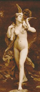 Juventude e Amor (fotogravura) de William Adolphe (after) Bouguereau