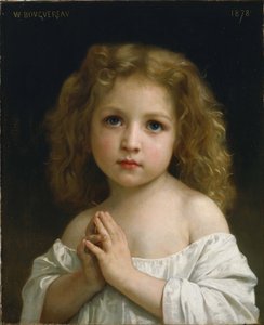 "Retrato de uma menina de mãos dadas em oração" Pintura de William-Adolphe Bouguereau (1825-1905) 1878 Museu Nacional de Arte Ocidental, Tóquio Japão de William Adolphe Bouguereau