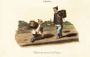 Crianças chinesas coletando esterco de cavalo de William (after) Alexander