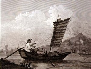 Economia de Tempo e Trabalho Exemplificado em um pub chinês Waterman, gravado por Thomas Medland (1755-1823), de G. Nicol de William (after) Alexander