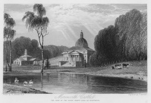 Castelo Mereworth, a sede do Senhor Le Despencer (gravura)