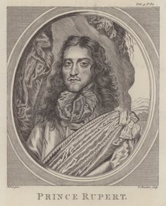 Príncipe Rupert do Reno, soldado alemão que lutou no lado realista na Guerra Civil Inglesa (gravura) de William (after) Dobson