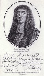 John Aubrey, antiquário inglês, filósofo natural e autor (gravura) de William (after) Faithorne