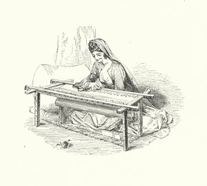 Bordado de senhora (gravura) de William (after) Harvey
