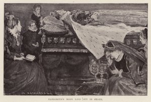O corpo de Isabel I em estado de decomposição, pub. 1898 (litografia)