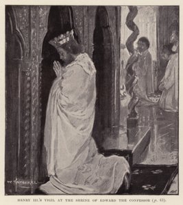 Vigília de Henrique III no santuário de Eduardo, o Confessor (litografia) de William (after) Hatherell