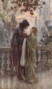Romeu e Julieta de Shakespeare: Ato III, Cena V (litografia a cores) de William (after) Hatherell