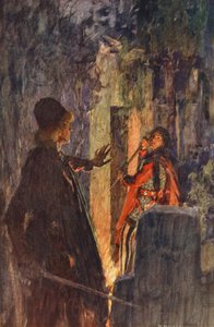 Romeu e Julieta de Shakespeare: Ato V, Cena III (litografia a cores)