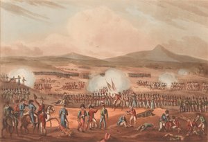 Batalha de Fuentes DOnoro, 5 de Maio de 1811 (aquatint, colorido)