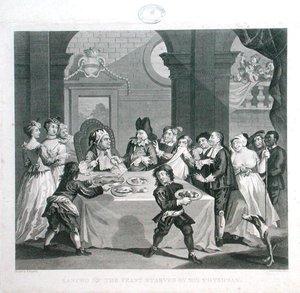 Sancho na Festa Morto de Fome pelo seu Médico, gravado por Thomas Cook (1744-1818) (gravura) de William (after) Hogarth