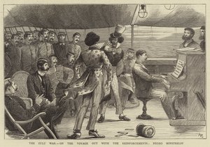 A Guerra Zulu, na Viagem com os Reforços, Minstrelsy preto (gravura)