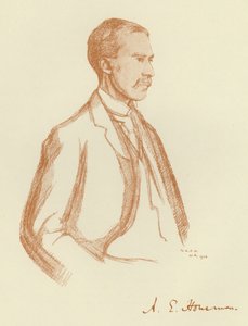 A E Housman, retrato (litho) de William (after) Rothenstein