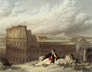 Lord Byron Contemplando o Coliseu (gravura colorida)