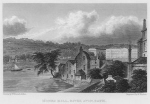 Moinho de Monges, Rio Avon, Banho (gravura) de William (after) Westall