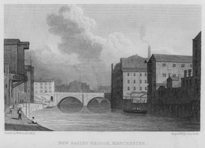 New Bailey Bridge, Manchester (gravura) de William (after) Westall