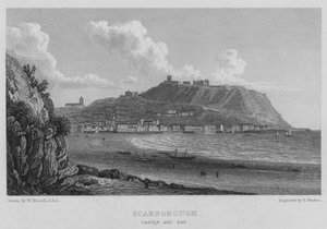 Scarborough, Castelo e Baía (gravura) de William (after) Westall