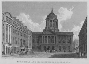 Câmara Municipal e Mansion House, Liverpool (gravura) de William (after) Westall