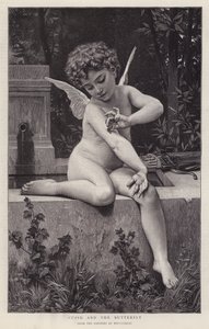 Cupido e a Borboleta (litho) de William Adolphe (after) Bouguereau