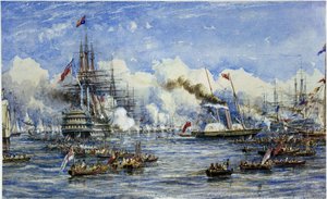 A visita de Sua Majestade ao navio-almirante em 11 de agosto de William Adolphus Knell