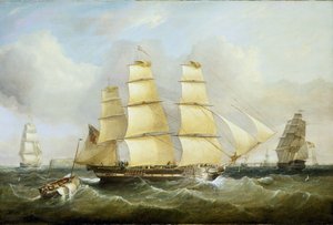 O navio "Morley" e outros barcos. Óleo sobre tela