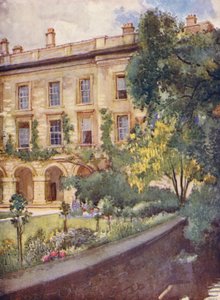 Magdalen College Novos edifícios adjacentes aos bosques de Magdalen (litografia a cores)