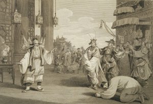 Uma cena em um jogo histórico exibido no palco chinês, gravado pelo pub James Heath (1757-1834). por G. Nicol, 1796 de William Alexander