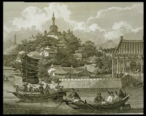 Uma vista dos jardins do palácio imperial, Pequim, detalhe, gravado por Samuel Smith, bar. por G. Nicol, 1796 de William Alexander