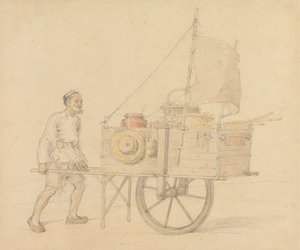 Transportador Chinês com o seu Barrow de Conjunto de Velas