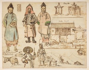 Estudos de figuras e edifícios, incluindo 