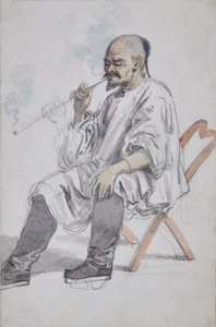 Homem chinês sentado fumando de William Alexander