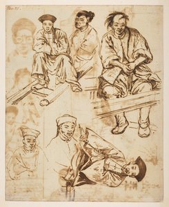 [f.57 140v Estudos de figuras, homens chineses. 