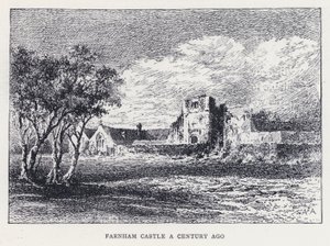 Castelo de Farnham há um século (gravura)