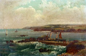 Porto de Bude, em Devon (Inglaterra). Óleo sobre tela de William Allan (1782-1850).