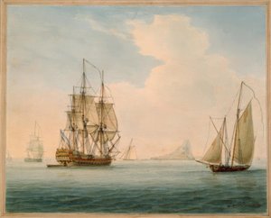 Man-of-War britânico - aquarela por W. Anderson, 1804 de William Anderson