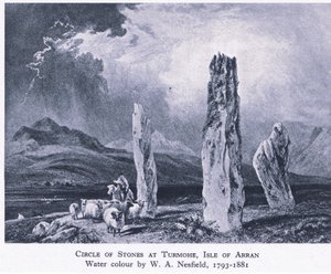 Círculo de pedras em Turmore, Ilha de Arran, 1945