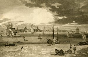 "Vista de Liverpool, do ferry, Lancashire", 1808.  
