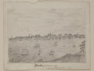 Detroit, c.1837 (lápis de grafite em papel branco wove) de William Asa Raymond