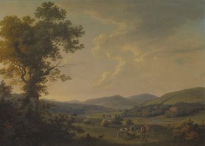 Paisagem com Feno e vista distante de uma casa georgiana