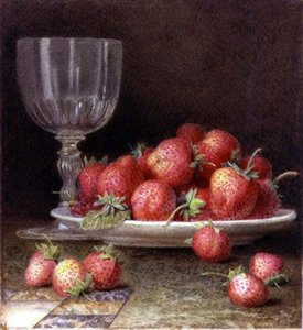 Morangos e um Vidro (aguarela)