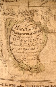 Cartela no Oceano Pacífico Norte, c.1795 (papel machê, placa de cobre gravada, latão, madeira, papel) de William Bardin