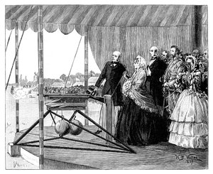 Rainha Victoria disparando o primeiro tiro em Wimbledon, em julho de 1860, 1887.
