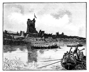 A turnê real na Irlanda, visita ao Castelo de Ross, Killarney, 1887 de William Barnes Wollen
