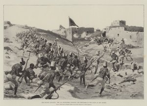 O Soudan Advance, o 11º Soudanese atacando os Dervishes na luta em Abu Hamed